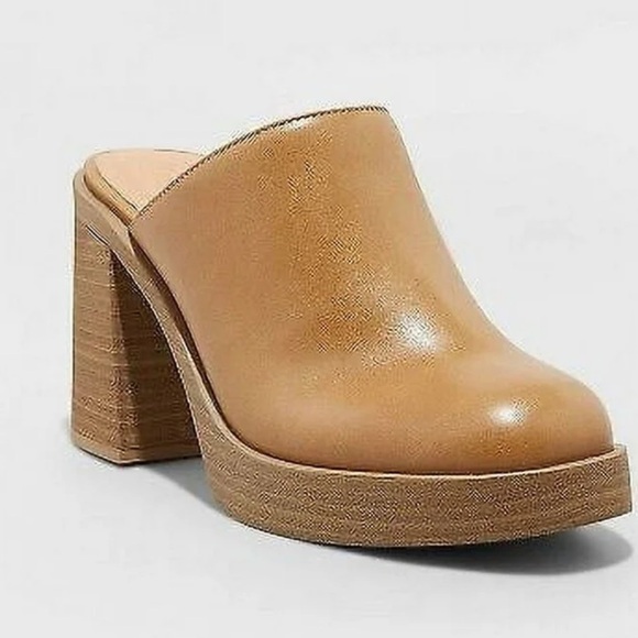 Universal Thread Tess Camel Chunky Heel Platform Mules Women's Sizes 8 and 9 NWT - Picture 1 of 4